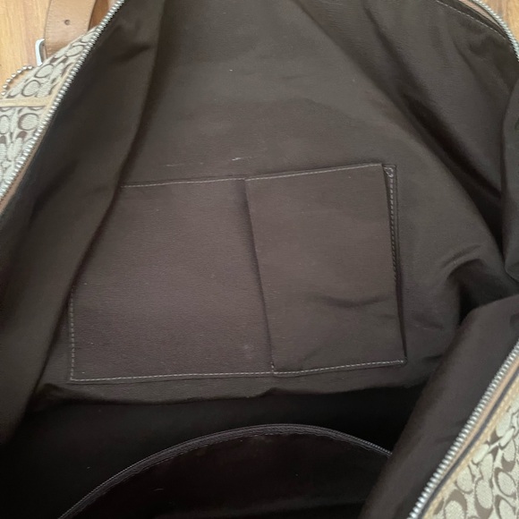 Coach Duffel F77115 Voyager Weekender Bag - Geometric Pattern & Leather Handles - Picture 9 of 9